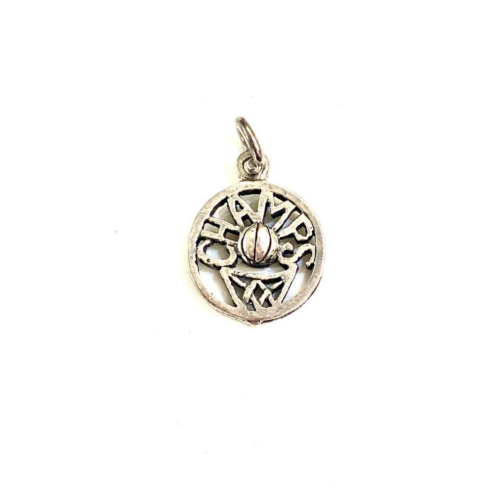 .925 Basketball Champs Sterling Silver Jewelry Charm #sports
